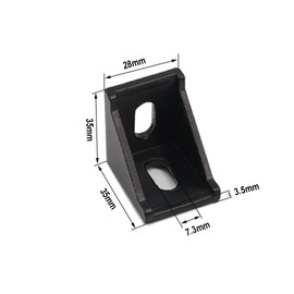 Zeberoxyz 10PCS 3030 Corner Bracket Black Right Angle with M6 Screws 3030Series 2 Hole Aluminum Brackets for Slot 8mm Aluminum Extrusion Profile Accessories (3030 Series Black with Nut)