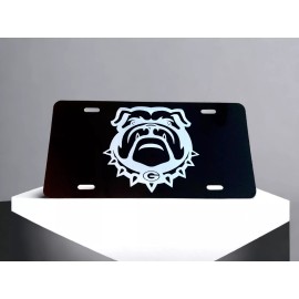 Unbranded Georgia Bulldogs Fan Laser Engraved License Plate Matte Black Metal Car Tag Gift