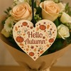 Red Ocean Hello Autumn Decorations Hanging Wooden Heart Plaque Autumn