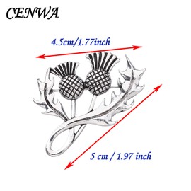 CENWA Double Scottish Thistle Brooch Pin Sassenach Scottish Brooch (Thistle BP 2)