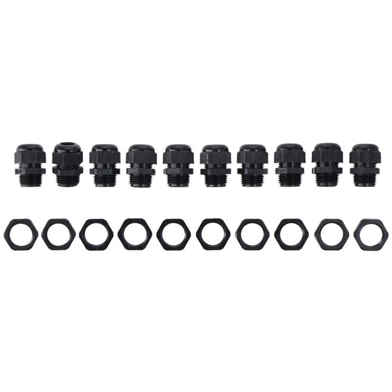 Fudeshe Conduit Fittings,Strain Relief Cord Connector 10 Pcs Plastic Black