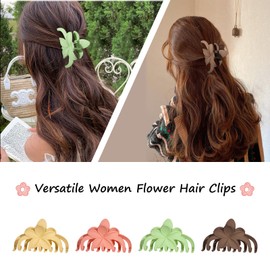 AMCAMI Flower Hair Clips Hair Clips for Women 4 Pcs Claw Clips for Thick Thin Hair Beach Accessories for Women Cute Hawaiian Flower Hair Claw