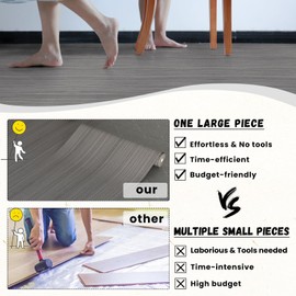 WIFEA Self Adhesive Vinyl Flooring Roll 23.6"x 196"/32 Sq.Ft Wood Grain Peel Stick Floor Tiles, Wear-Resistant and Waterproof Vinyl Plank Flooring for Bedroom Living Room Office Balcony Dark Grey