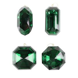 Vickerman 732137-4"-5" Dark Green Jewel Glitter Christmas Tree Ornament Assortment (4 Pack) (MT233274)