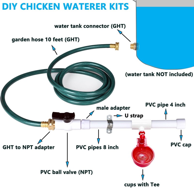 Automatic Chicken Watering System with PVC Pipe (Real Complete Set