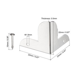 sourcing map 22x22x23mm Metal Box Corner Protectors Edge Guard Iron Silver Tone 12pcs