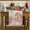 Artoid Mode Pink Snowman Christmas Table Runner, Seasonal Winter Kitchen