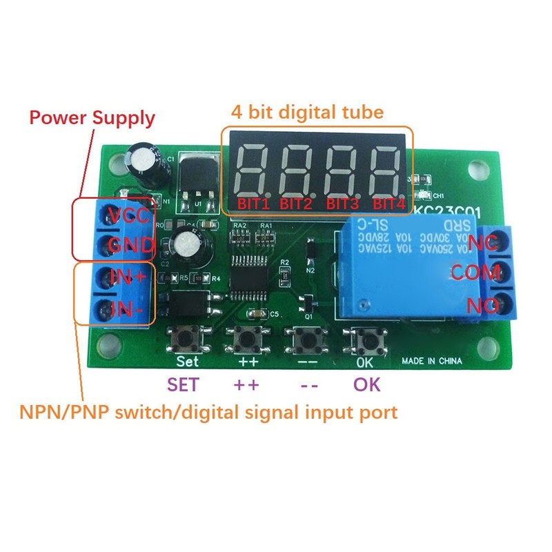 Multifunctional Pulse Counter Relay Board 0.1S to 9999999.9s 0.01s Accuracy