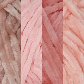 JubileeeYarn - Hilo de felpilla - Peso peinado - 100 g/madeja - Tonos de rosa - 4 madejas