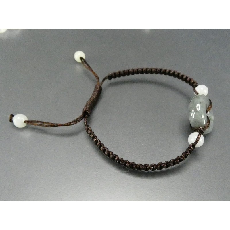 Ishigai AAA Jade, Genuine Jade, Round, Darker, Natural Stone, Hand-woven