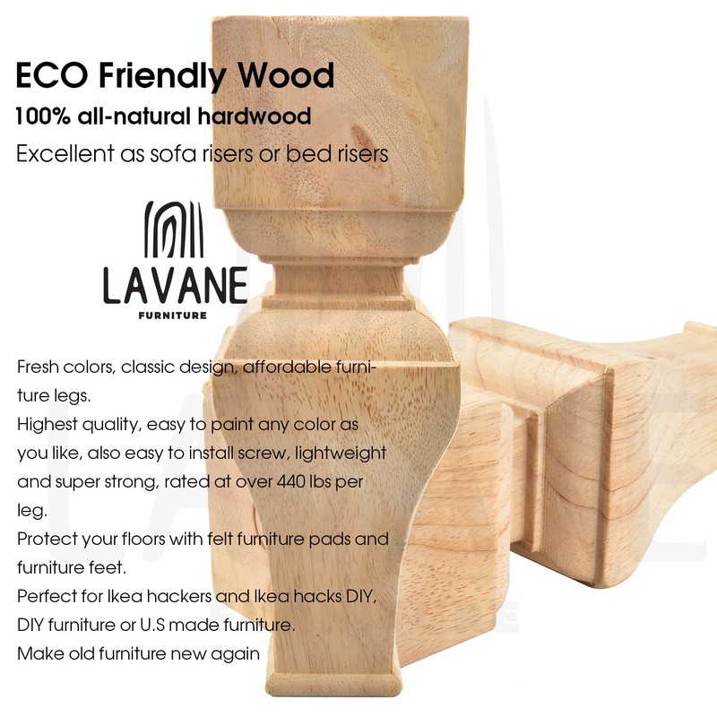 La Vane 8 inch / 20cm Wooden Furniture Legs, Set