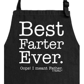 ThisWear Dad Gifts From Daughter Best Farter Ever Oops Meant Father Two Pocket Adjustable Bib Apron Black