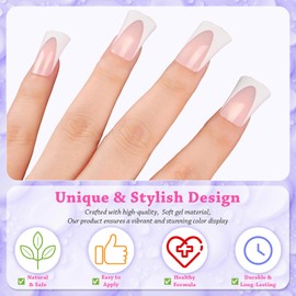 outopen 120pcs Duck Nail Tips Short Flesh Pink French Duck Tips Full Cover Fan Flare Duck Tips for Wide Press on Nail Crystal Duck Feet Nail Tips for Polygel Acrylic Extension, 12 Sizes