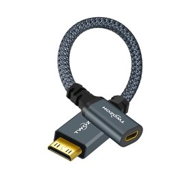 Twozoh Mini HDMI Male to Micro HDMI Female Adapter Cable, D Type Micro HDMI Socket Female to C Type Mini HDMI Male Convertor Adapter 3D/4K 1080P (20CM/0.6FT)