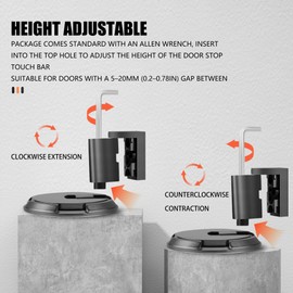 VACNEA Windproof Door Stopper, Mechanical Heavy Duty Adjustable Height Door Catch Holder, Keep Door Open, No Drilling or Screw Mounting with Adhesive Pads & Screws, 1Pack, Grey