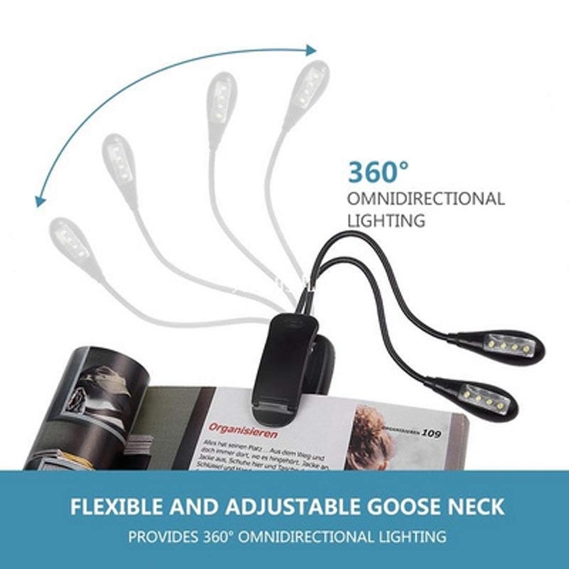 OsAtNb 8 LED Music Stand Light 3modes USB Book Light