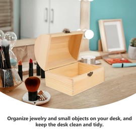 Wood Box Jewelry Box DIY Craft Storage Treasure Chest Toy Case Decorative Graffiti Paint Your Own Box with Locking Clasp for DIY lovers and Home Storage
