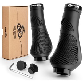 GXCROR Ergonomic Bike Handlebar Grips, Double Lock, Soft Non-Slip Rubber, Universal 22.2mm, for MTB BMX Electric Bike