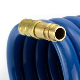 RecPro RV Blue Exterior Shower Hose | 15' Coiled Hose | Optional Flexible Quick Connect Sprayer | UV Resistant (With Sprayer)