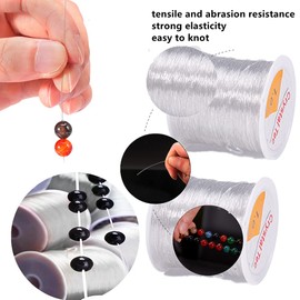 YOLAGGOY 1mm Crystal Clear Bead Cord Bracelet Stretchy String, Fish Shred Elastic Thread for Jewelry Making Necklace Beading Thread 100m/328ft