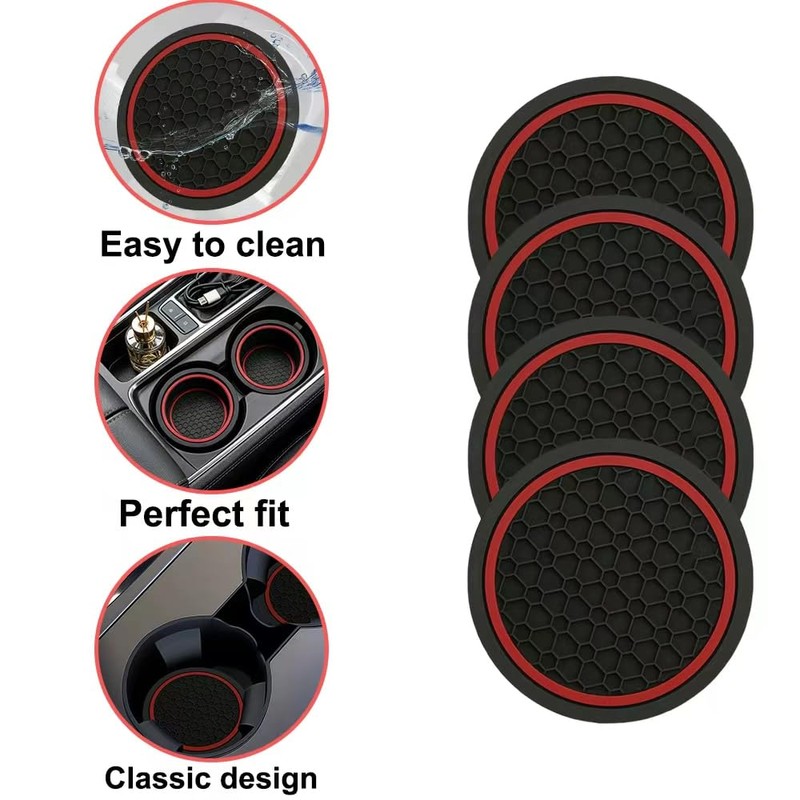4PCS Universal Car Cup Holder Coasters, 2.75 Inch Waterproof Shock