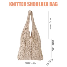 JSTHHTT Beach Bag for Women, Crochet Tote Bag, Retro Summer Woven Bag, Large Capacity Casual Bag, Hobo Bag, for Travel, Holidays and Shopping (Beige)