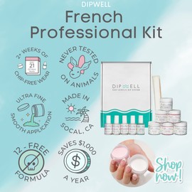 DipWell Professional Acrylic Nail Kit - Easy Dip Powder System with Monomer Liquid, Clear Powder, Brush Softener - Perfect for French or Natural Set