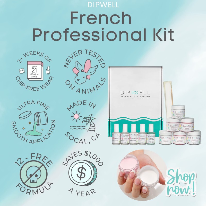 DipWell Professional Acrylic Nail Kit - Easy Dip Powder System