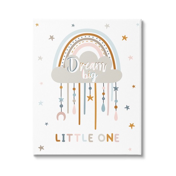 Stupell Industries Dream Big Little One Nursery Rainbow Clouds, Design