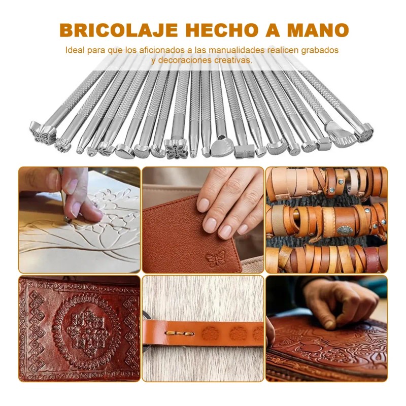 Juego De 20 Troqueles Para Grabado Artesanal En Cuero