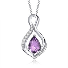 AENEAS Amethyst Necklace Sterling Silver June Birthstone Chain Infinity Chain Amethyst Jewellery Gifts for Women 18 + 2 Inches, Sterling Silver, Amethyst, amethyst jewellery