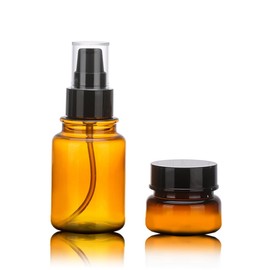 Healeved 4pcs Brown Lotion Dispenser Press Disc Caps for Travel Shampoos Skin Massage Oils Refillable Containers for Toiletries Wash