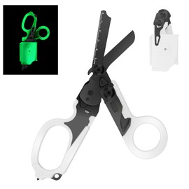 Trauma Shears Medical Shears with Strap Cutter and Glass Breaker for Outdoor, Nursing Scissors with Holster, Emergency Shears Stainless Steel Pocket Scissors (Luminous black)