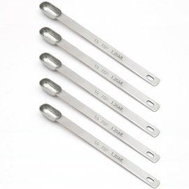 BERYLER 5PCS 1/4tsp (1.25ml) Single Measuring Spoon, Stainless Steel Long Handle Individual Teaspoons Only