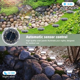 echosari Solar Ground Lights 6 Pack, Upgraded Solar Garden Lights Waterproof Long Lasting for Pathway Walkway Patio (Cool White)