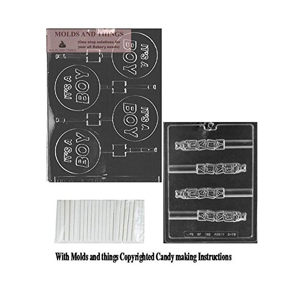 MOLDS AND THINGS It's A BOY Lolly Chocolate Candy Mold,