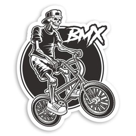 2 x 10cm Skeleton Biker Vinyl Stickers - Bike BMX Laptop Sticker #20751 (10cm Tall)