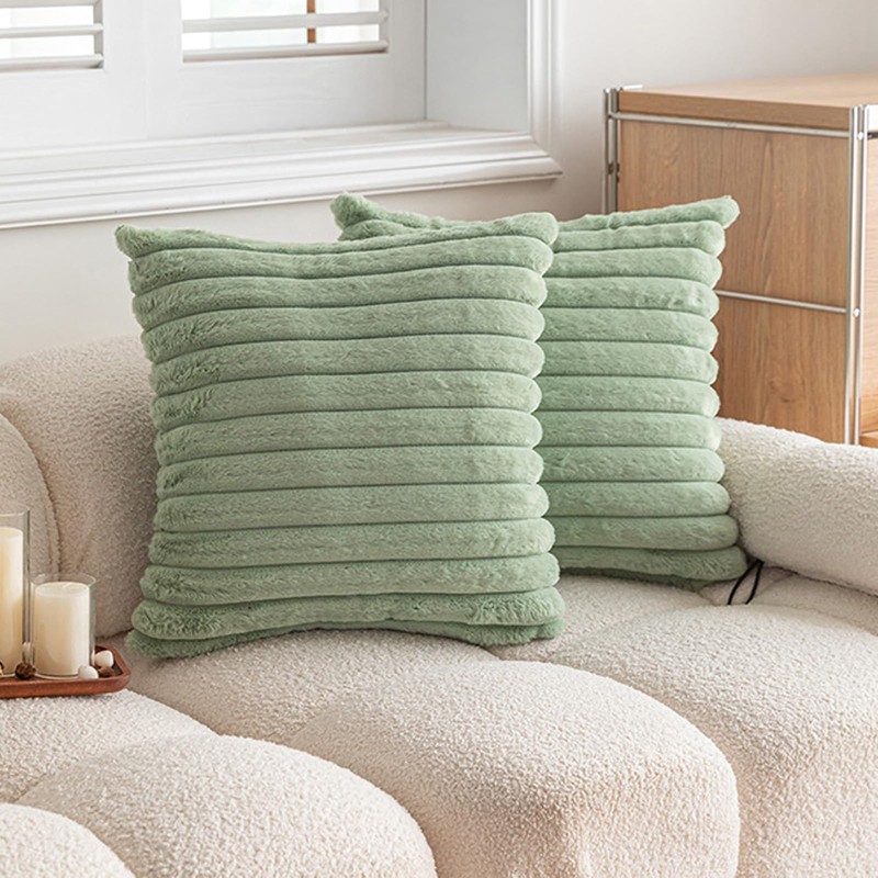 Faux Fur Throw Pillow Covers – Set of 2 Plush