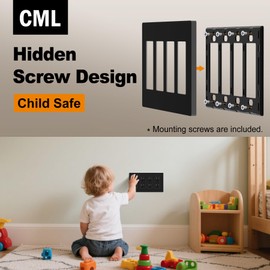 CML Gloss Black Decorator Screwless Wall Plate Cover, 4-Gang Light Switch Plate, Quad Decor Receptacle Outlet Cover, Standard Size 4.68”X 8.34”, UL Listed