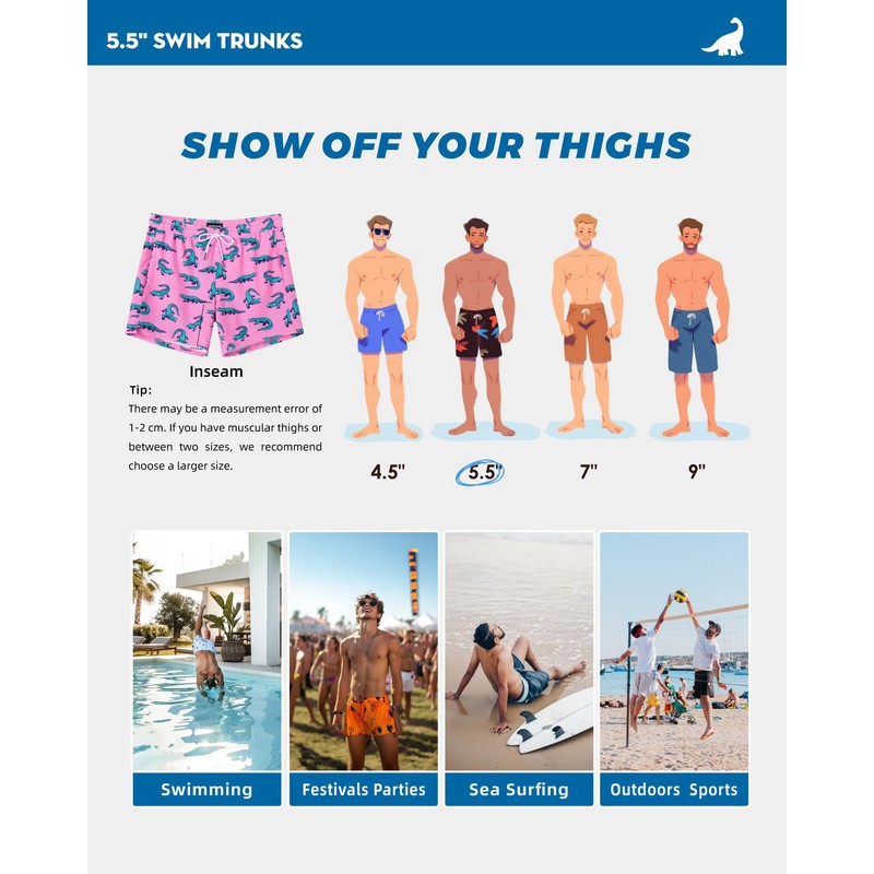SURF CUZ Mens Swim Trunks with Compression Liner Mens Swimming