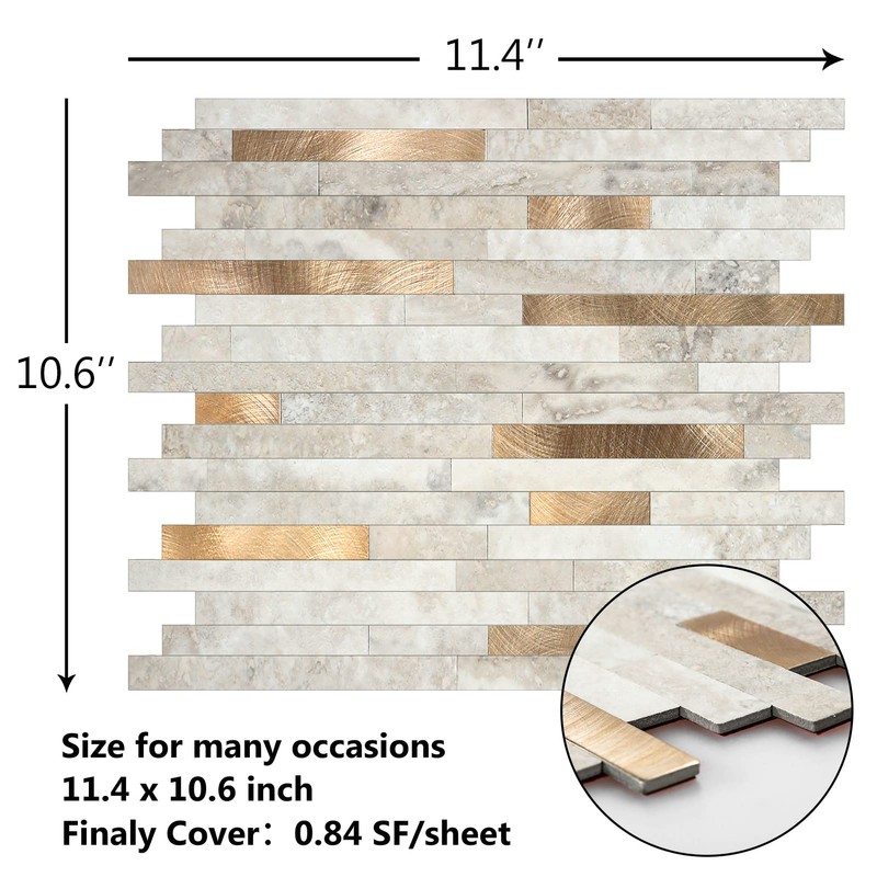 KASARO 6-Sheet Peel and Stick Backsplash Tiles for Kitchen, Marble
