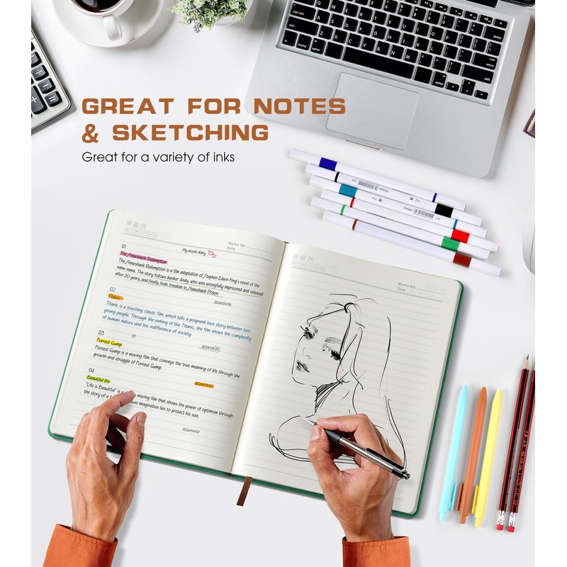 Biuwory Lined Journal Notebook for Women Men,256 Pages A4 Large