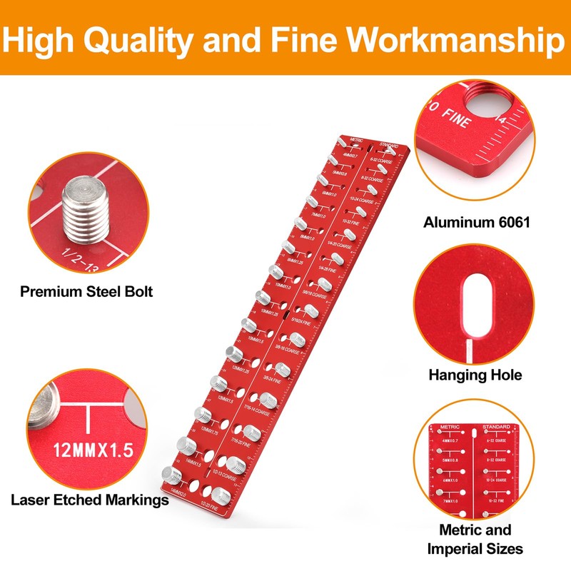 Miucoguier Thread Checker - 28 Nut & Bolt Thread Checker,