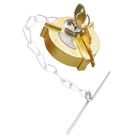 Saddle Tank Locking Fuel Cap Fit for Ford L-Class Freightliner M2 Heavy Duty Truck, Brass Fuel Gas Cap with Keys 2-1/4" Diameter & 11-1/2" NPSF Thread