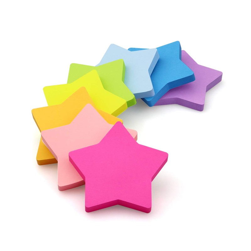 Star Shape Sticky Notes 8 Color Bright Colorful Sticky Pad