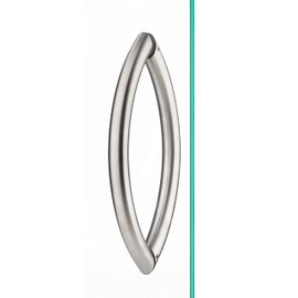 Rockwell Security Mont Hard Back to Back Crescent Handle Pull 8 Inch Brushed Nickel Finish for Commercial or Residential Frameless Heavy Glass Shower Doors