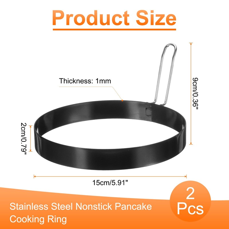 HARFINGTON 2Pcs Egg Rings 6" Stainless Steel Nonstick Pancake Cooking