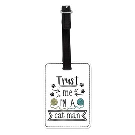 Gift Base Trust Me I'm A Cat Man Visual Luggage Tag with Black Strap