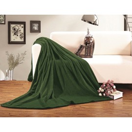 Elegant Comfort Micro-Fleece Ultra Plush Luxury Solid Blanket, King, Green
