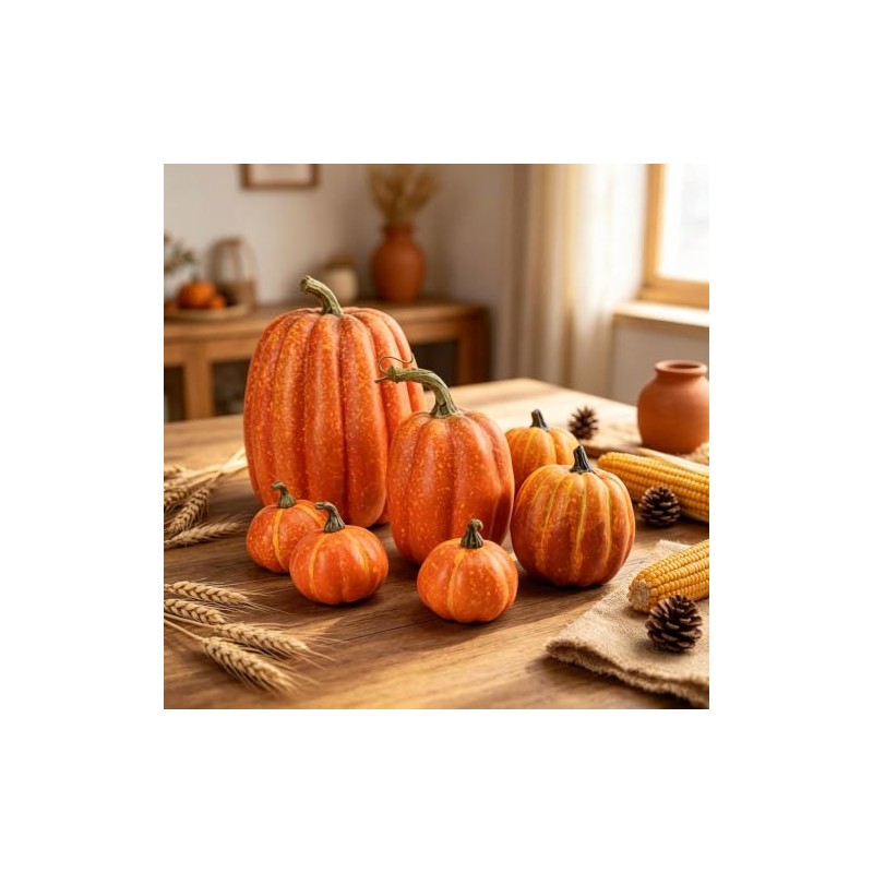 7 Calabazas Artificiales, Calabazas Decorativas de Halloween